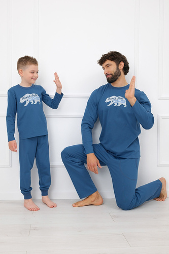Пижама за момче Italian Fashion Kasim 100% памук, дълга - деним