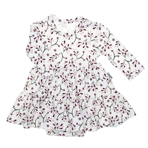 217159 Рокля-боди Alisa Nicol – памук, дълъг ръкав, растителен десен