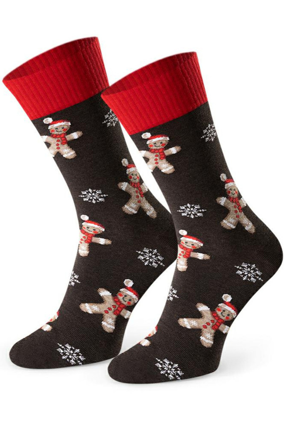 Арт.136 Мъжки коледни чорапи Steven melange brown 170 - Коледни шарки, памук