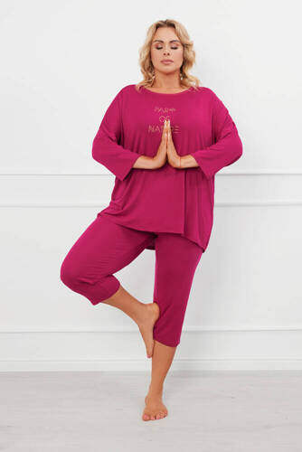 Natura Дамска пижама 3/4 Италианска мода - вино