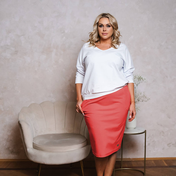 Дамска миди пола Karina Италианска мода - корал