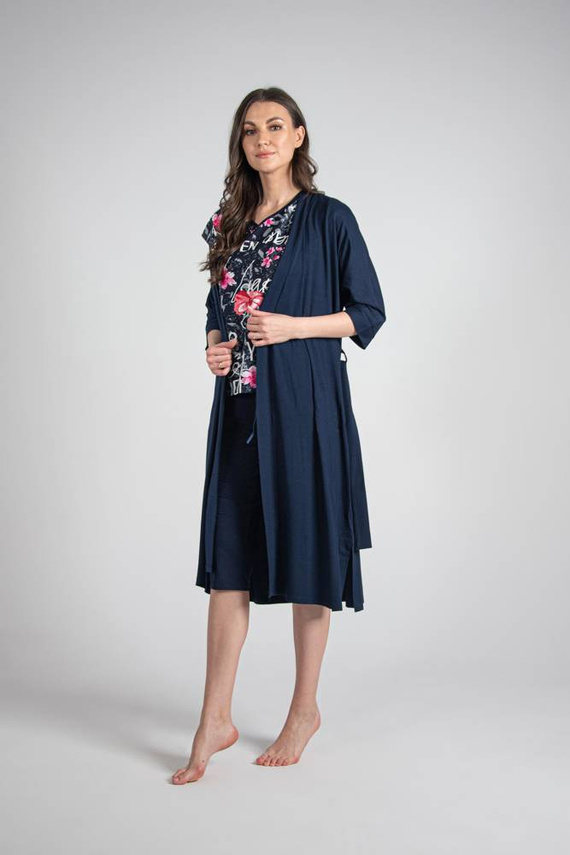 676 Дамска пижама Forex с подметка - тъмно синьо