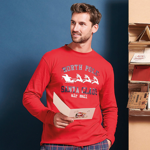 Мъжка пижама Gioew Sorbetto в червено - празнична, карирана, удобна и стилна