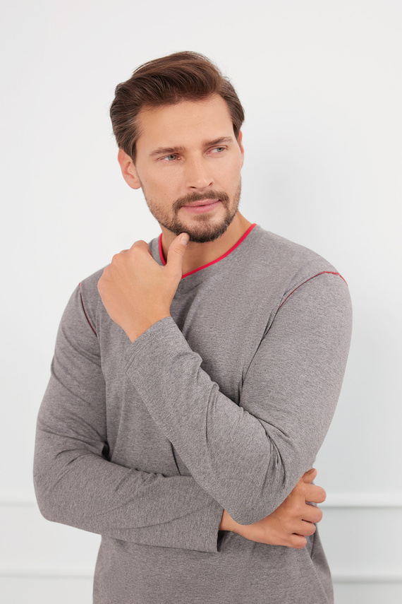 Ludwik Мъжка пижама с дълъг ръкав, дълъг панталон Италианска мода - ¶r. меланж 