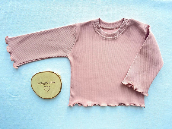 BI003 Блуза за момиче с дълъг ръкав Mamatti - светло розово