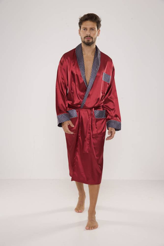 940 Forex мъжки сатенен халат за баня - бордо