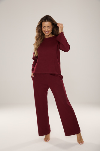 886 Butter Дамски спортен костюм от De Lafense - домашно облекло от плетиво "butter", бордо