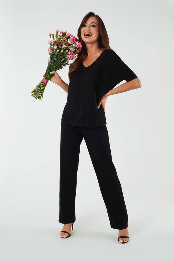 Soler Дълъг панталон за жени Италианска мода - черен