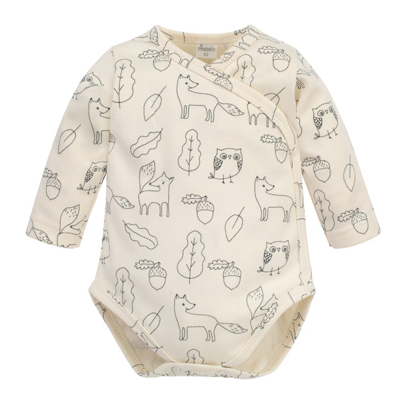 Боди с дълъг ръкав Secret Forest Pinocchio - екрю лисица