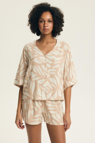 Пижама Henderson Dextra 43688 – дамска вискозна пижама, 3/4, копчета, флорален принт