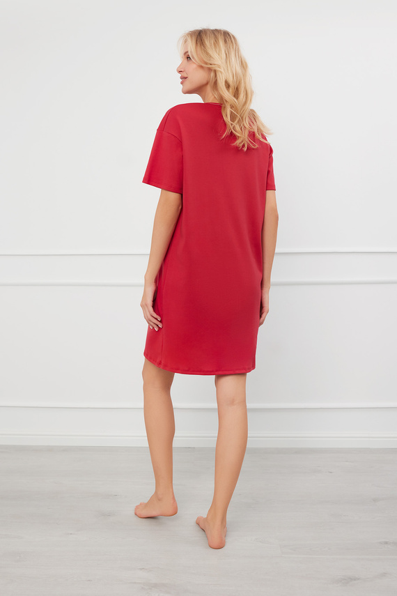 Нощница с къс ръкав Evora Италианска мода - червена 