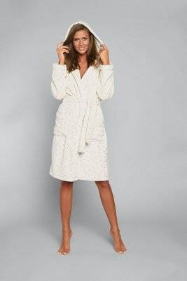 Дамски халат с качулка Italian Fashion - принт/златни звезди