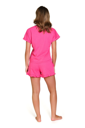 7357 Памучна дамска пижама Doctor Nap - чаровен комплект с волани - божур