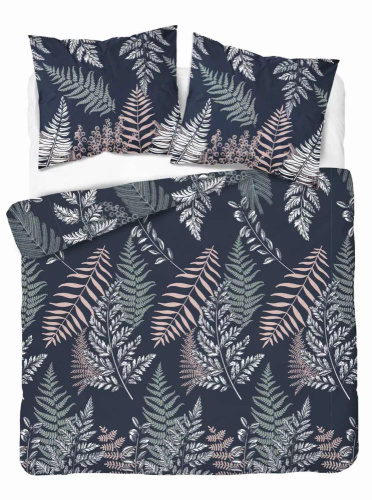 5036 A Спално бельо от микрофибър Detexpol с папратови листа, тъмносиньо