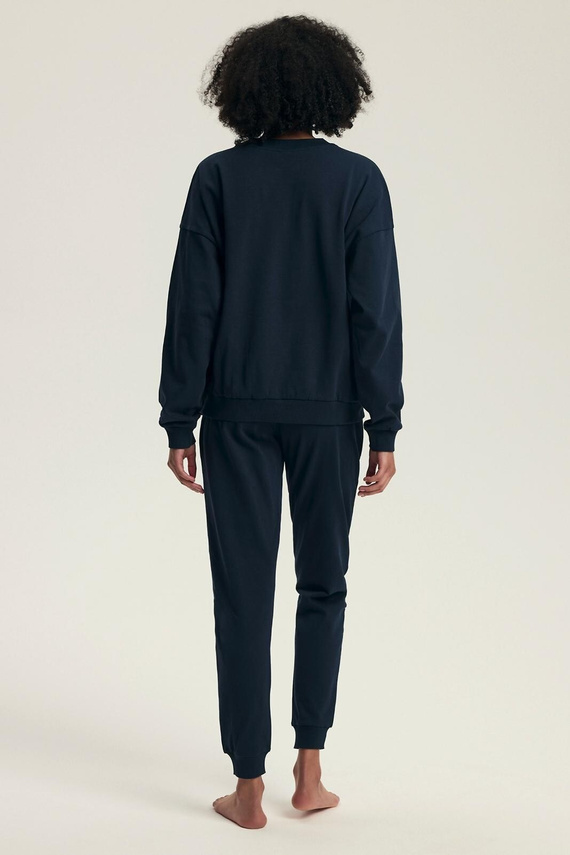 Дамска пижама Henderson 43705 Delancy, тъмносиня - памучна, с дълъг ръкав, удобна и стилна