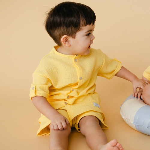 Муселинена риза за момче Elephant Boy Eevi - жълта