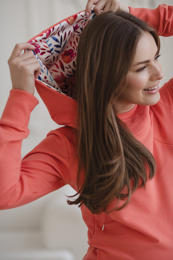 Суичър за кърмачки Milk Please Milk&Love с коралова качулка