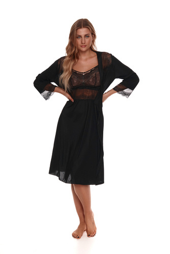 501 Дамски халат с неглиже Lupoline - черен