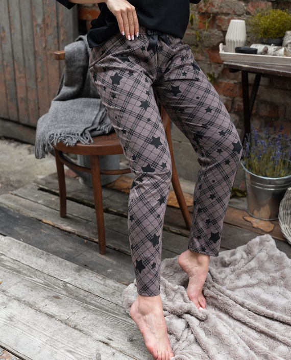 Дамска пижама Sensis Reach For The Stars - черно-кафява