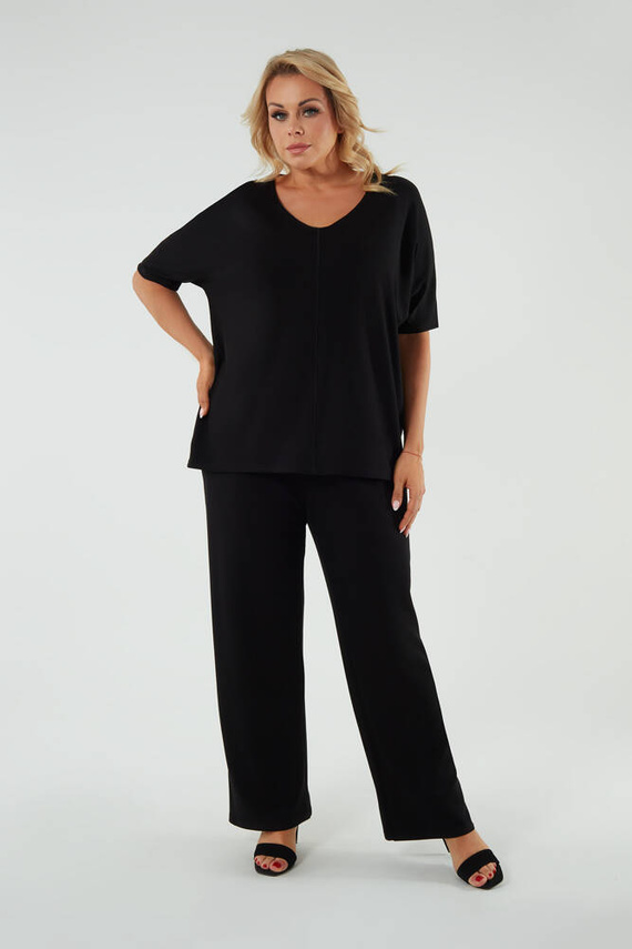 Soler Дълъг панталон за жени Италианска мода - черен