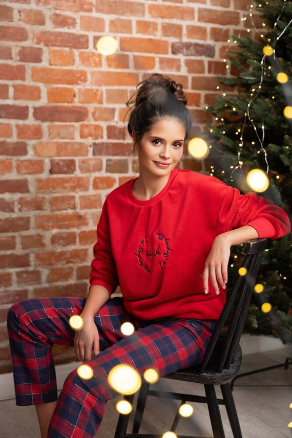 Дамска пижама Cordelia Sensis - тъмносиньо-червена