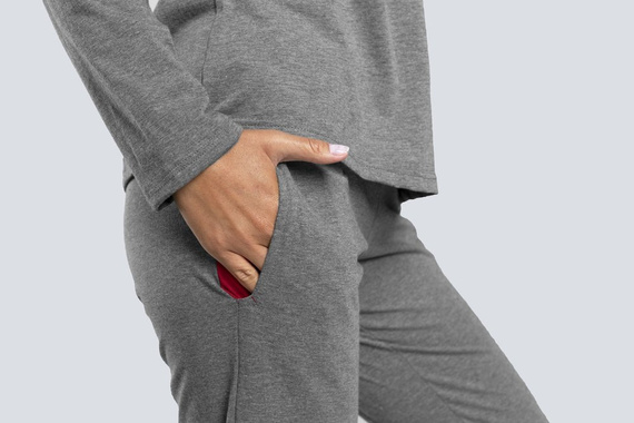 Акцент Дължина на дамската пижама. ръкав, дължина. панталони Italian Fashion - тъмен меланж 