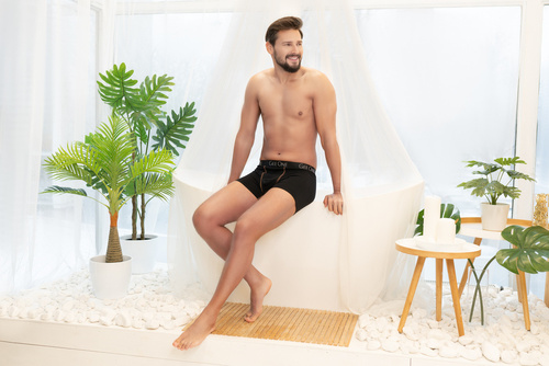 Мъжки боксерки Fluo Италианска мода - черни/флуорово оранжеви