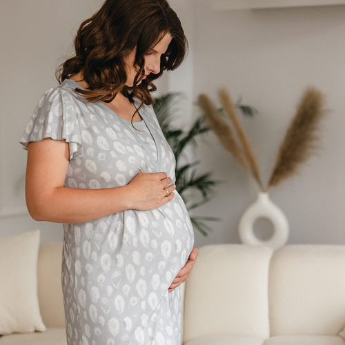 Бамбукова нощница за бременни и кърмачки Emily Eevi – сива