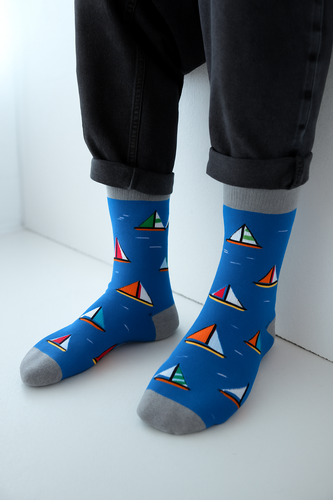 Милена Авангард 0125-117 – Мъжки памучни чорапи "Платоходки" | Полско производство - дънки