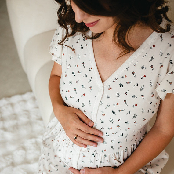 Разкопчана риза за бременни Linda Eevi, екрю - за кърмене, гъвкава, дишаща, полско качество