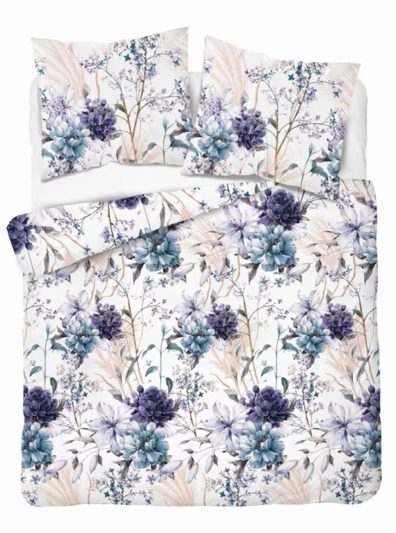 5222 Спално бельо от сатен с акварелни цветя в нюанси на лавандула Detexpol