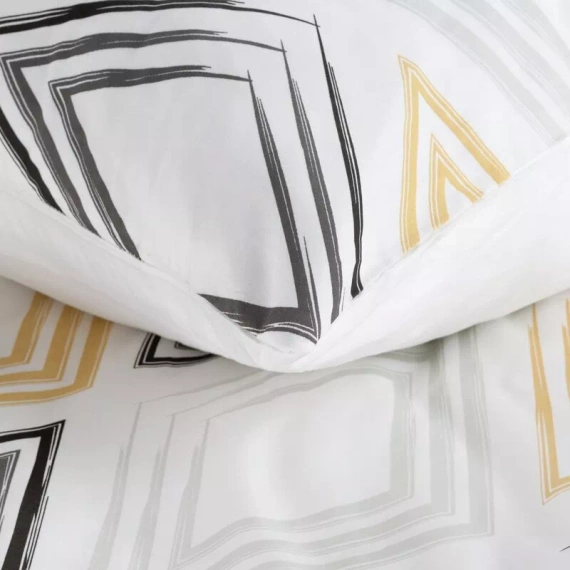 Пролет 35 геометрия сатен спално бельо Евро пердета бяло/жълто