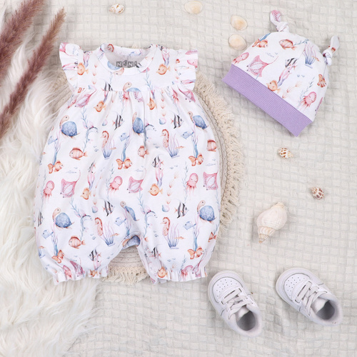 ABN-5481 Underwater World Baby Rampers Nini – органичен памук, къси ръкави