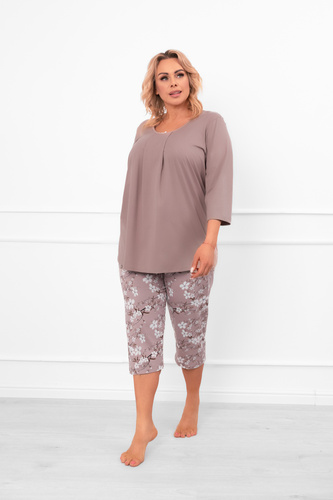 Дамска пижама Oszima - 3/4 ръкав и панталон, памук Италианска мода  