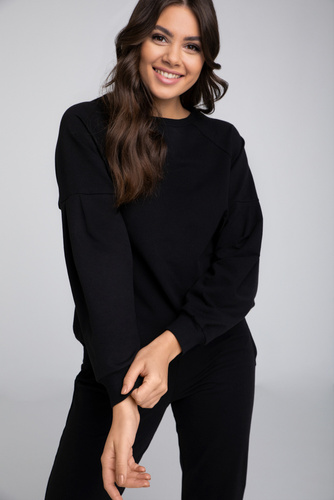 Parma Дамски комплект с дълъг ръкав и панталон Италианска мода - черен