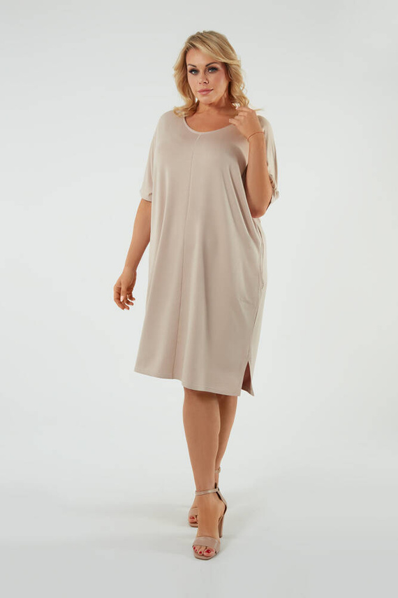 Дамска туника с къс ръкав Soler Италианска мода - бежова 