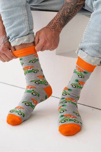 0125-112 Заек в колата Мъжки чорапи Милена - светъл меланж