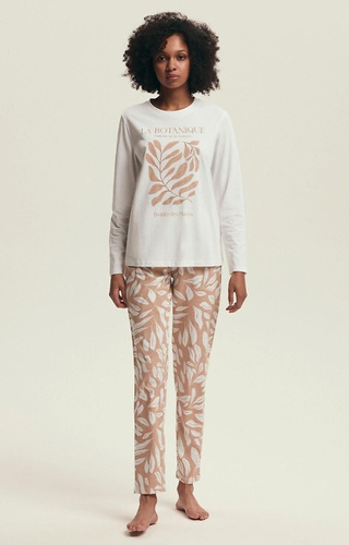 43689 Дамска пижама Dextra Henderson Cream - Памучна, Ботанически принт