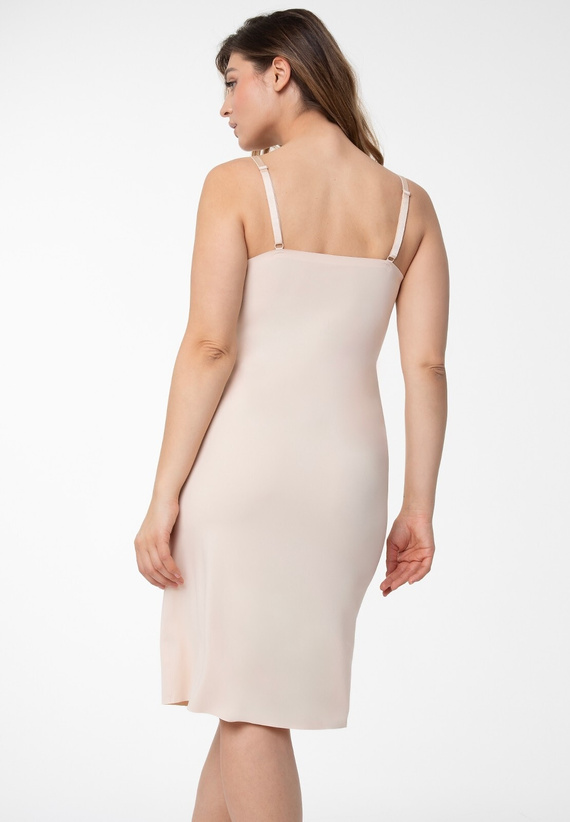 Дълга фуста Soft & Smooth Julimex, бежова - безшевна, удобна, невидима под дрехите