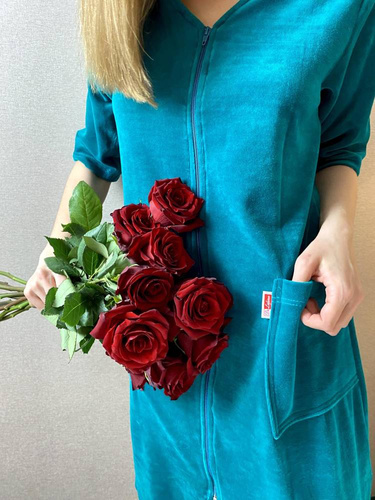 431 Дамски халат от велур Forex - зелен