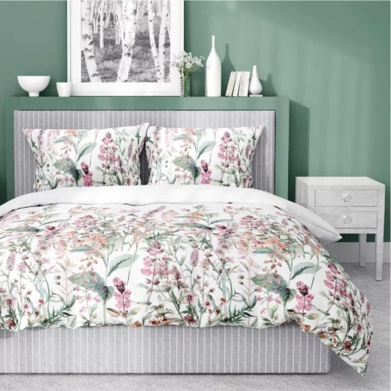 5485 A Detexpol Satin Stories сатенено спално бельо бяло-розово | 100% памук, сатенирана тъкан, цип, подаръчна опаковка