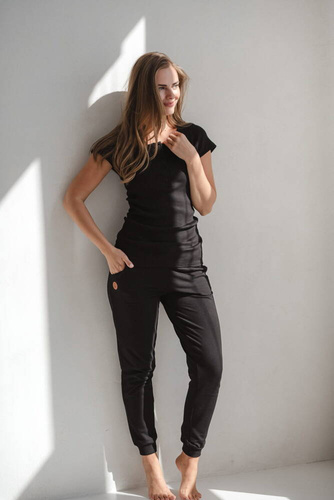 Блуза за бременни и кърмачки Tummy с къс ръкав Milk&Love черна