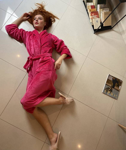 628 Abigail Дълъг дамски халат Forex - малина 