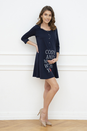 Тениска за бременност и кърмене Balm. 3/4 ръкав Italia Fashion - тъмно синьо