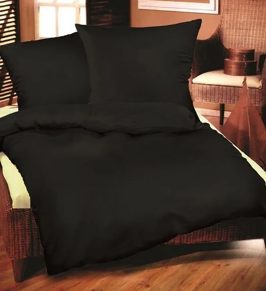Едноцветно памучно спално бельо. Екстра черно спално бельо