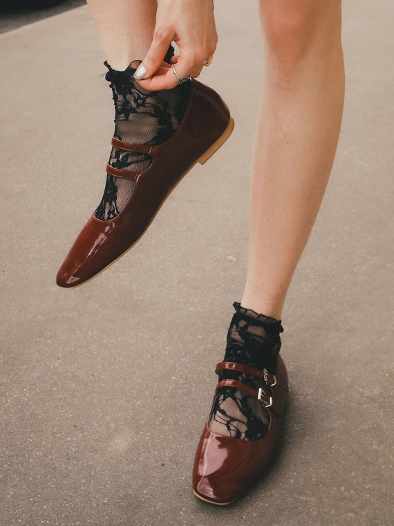 Скарпетки I1100 Ismena Fiore – Коронкови, Цветен Дизайн, С Фалбанка, Стилни