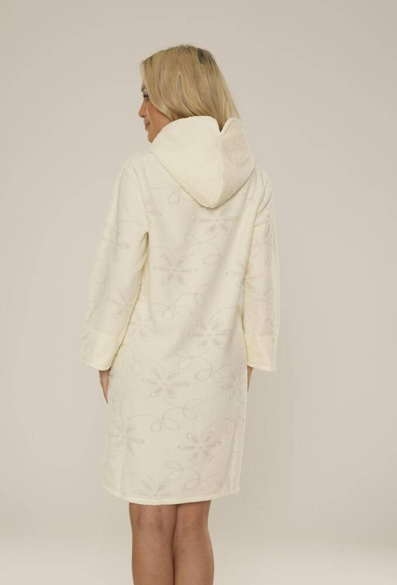 409 Жакардов къс дамски халат De Lafense - екрю