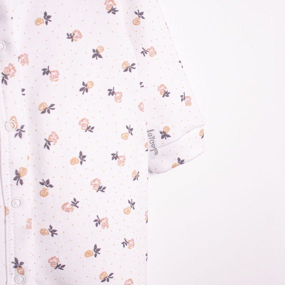 220032 Бебешки гащеризон Nicol 100% памук с дълъг ръкав и деликатен цветен принт