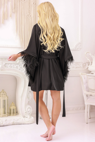 Moon Podomka Kalimo - сатен с пера, къс и елегантен, черен