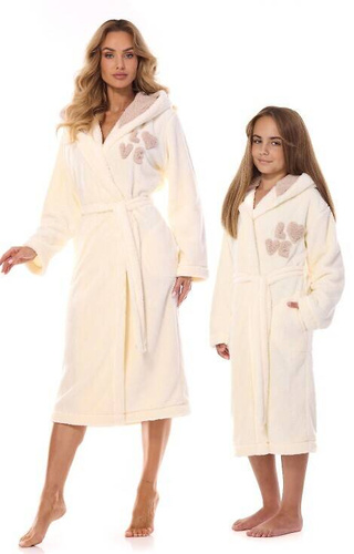 2410 ЛВ Дамски дълъг халат L&L - екрю